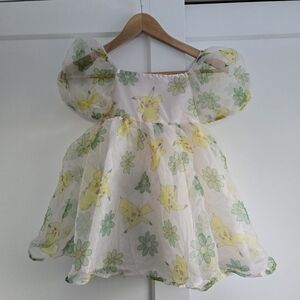 Kids Floral Pikachu Pokemon Dress Size 6/7